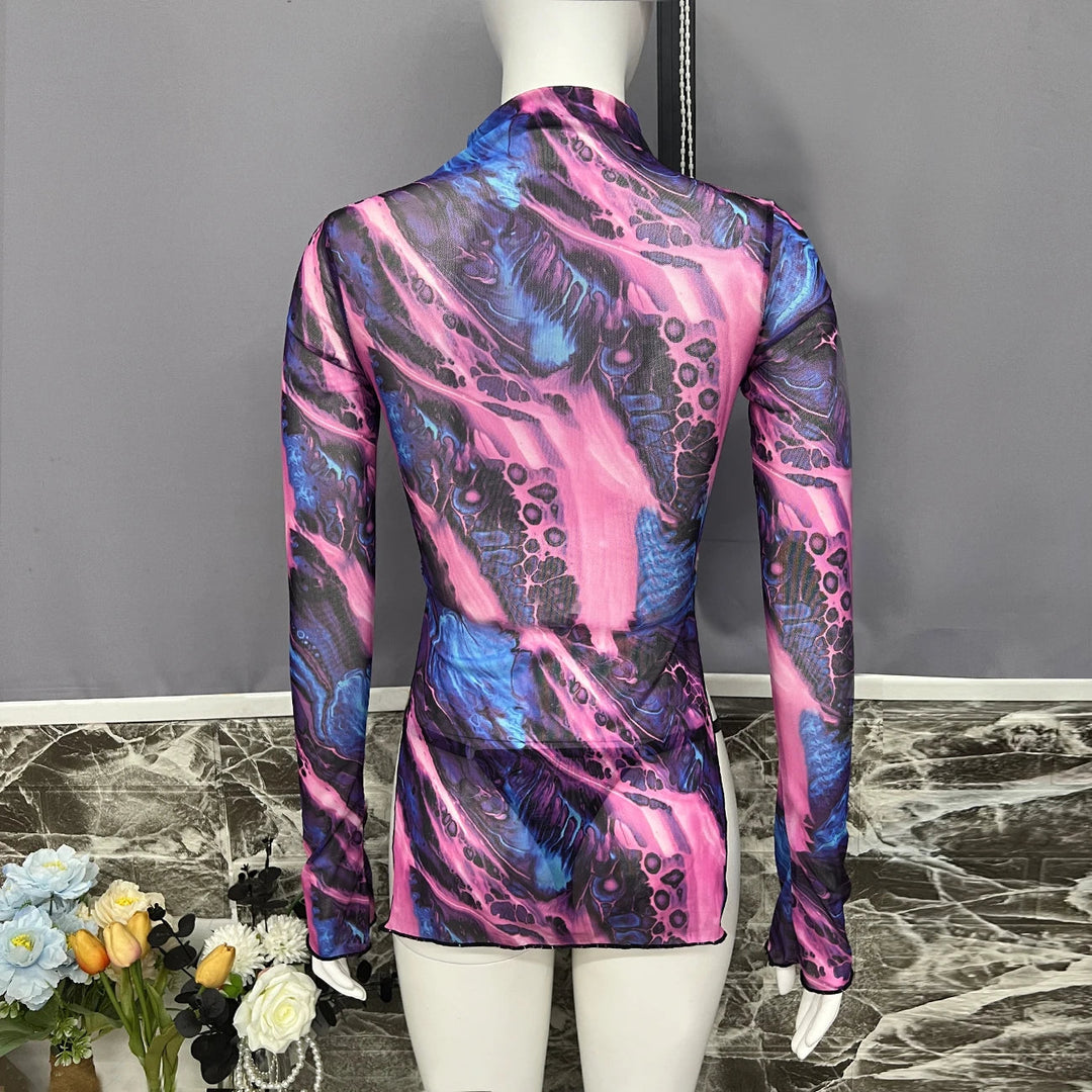 Ellolace New in Tie Dye Dress Short Dresses Fashion Summer 2024 Girls Sexy Woman Novelty 2024 chic Long Sleeve Fantasy Body