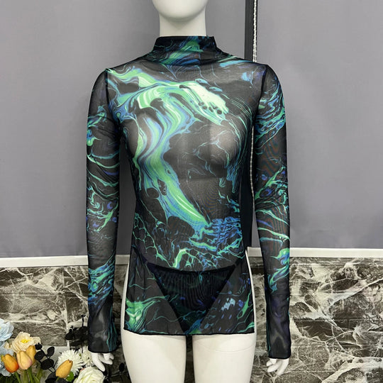 Ellolace New in Tie Dye Dress Short Dresses Fashion Summer 2024 Girls Sexy Woman Novelty 2024 chic Long Sleeve Fantasy Body