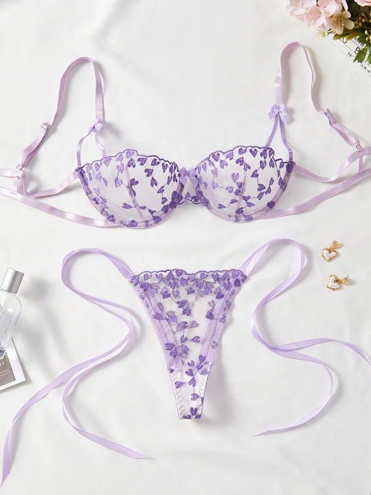 Ellolace Sexy Lingerie For Fine Women Heart-Shaped Embroidery Fairy Exotic Sets Sensual Fantasy Lace Bilizna Onlyfans Outfits