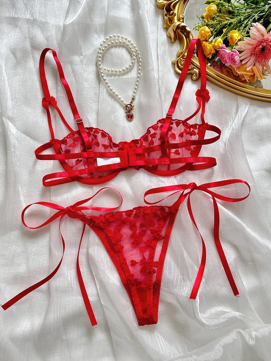 Ellolace Sexy Lingerie For Fine Women Heart-Shaped Embroidery Fairy Exotic Sets Sensual Fantasy Lace Bilizna Onlyfans Outfits