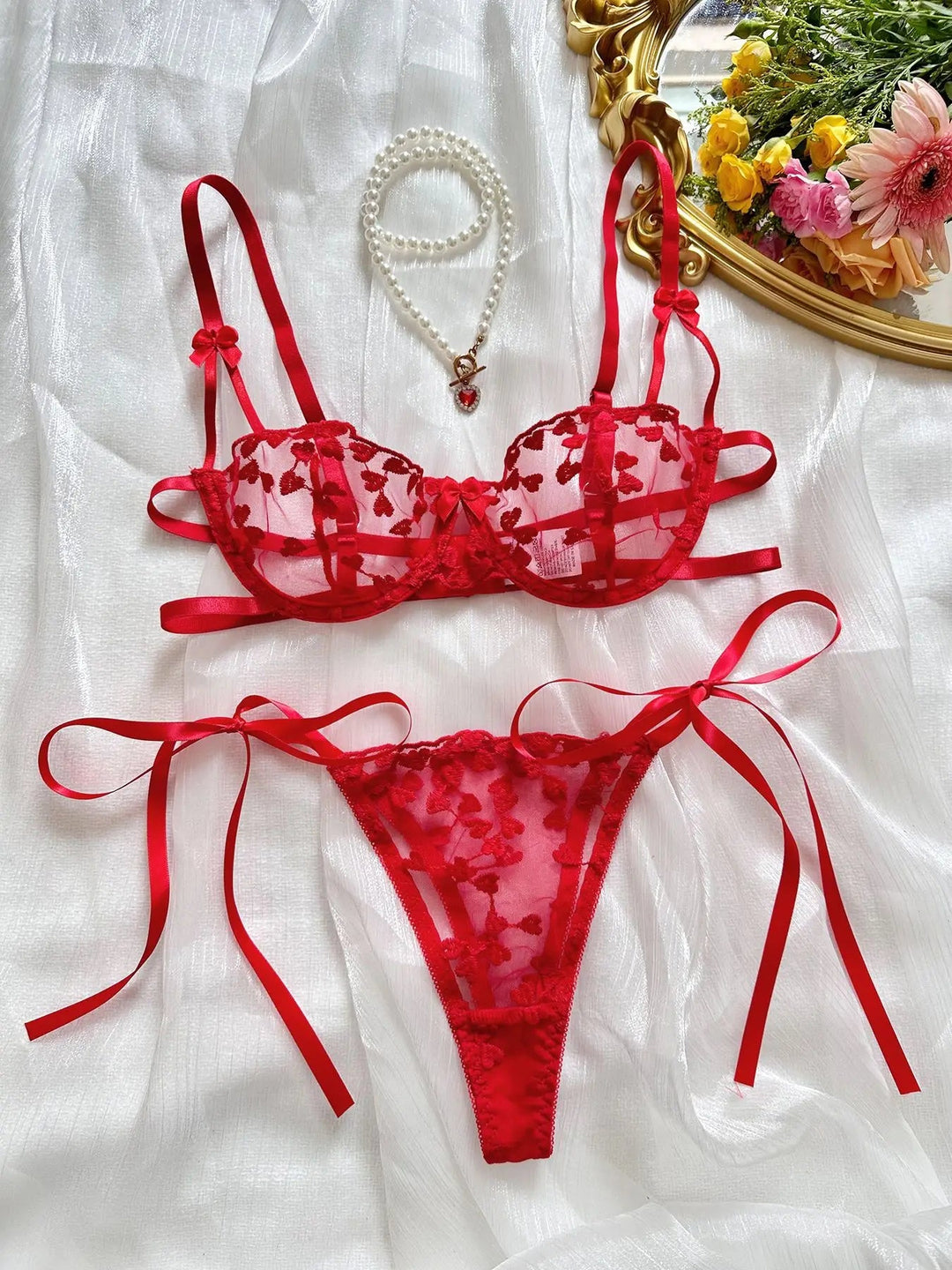 Ellolace Sexy Lingerie For Fine Women Heart-Shaped Embroidery Fairy Exotic Sets Sensual Fantasy Lace Bilizna Onlyfans Outfits